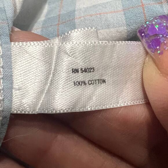 Gap Button Down Shirt Men's Large White Blue Plaid Long Sleeve Collared - Picture 4 of 5